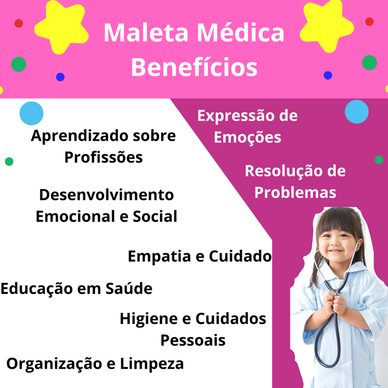 Maleta Rosa de Médico com Acessórios 11 Peças