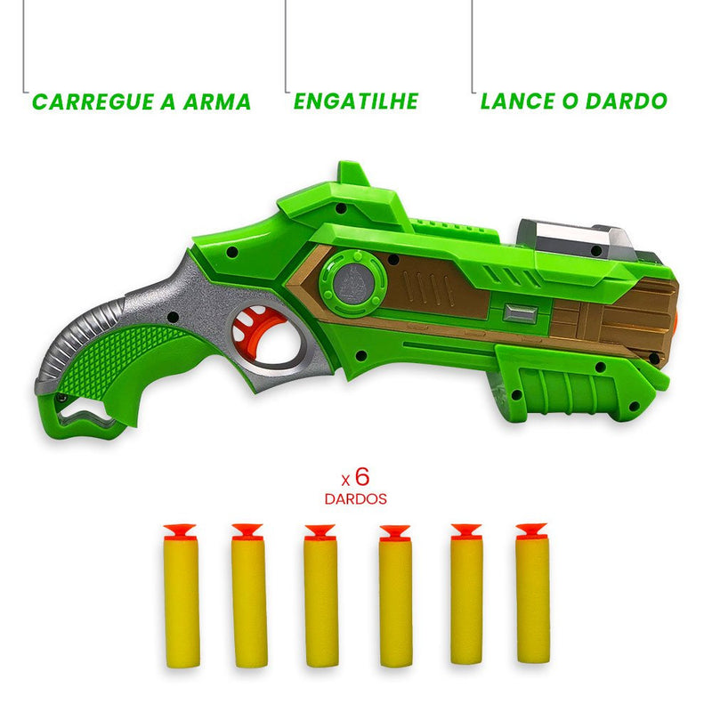 Kit Pistola Lançadora Dardos com Máscara - Verde