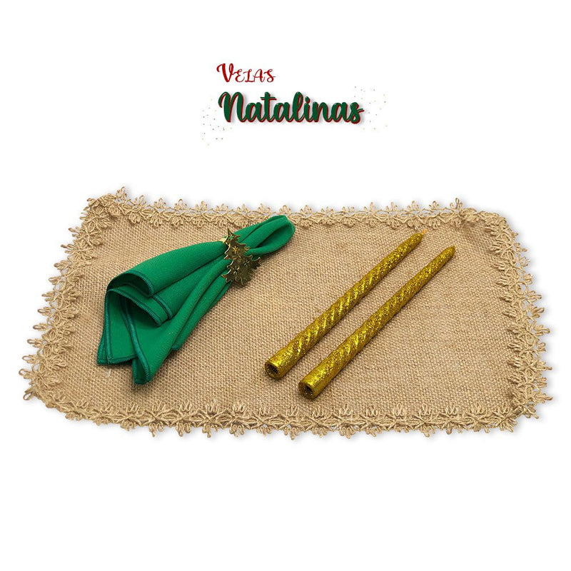 Vela Castiçal Torcidas Kit 2 Und Batizados, Casamento, Natal 25cm - Dourada