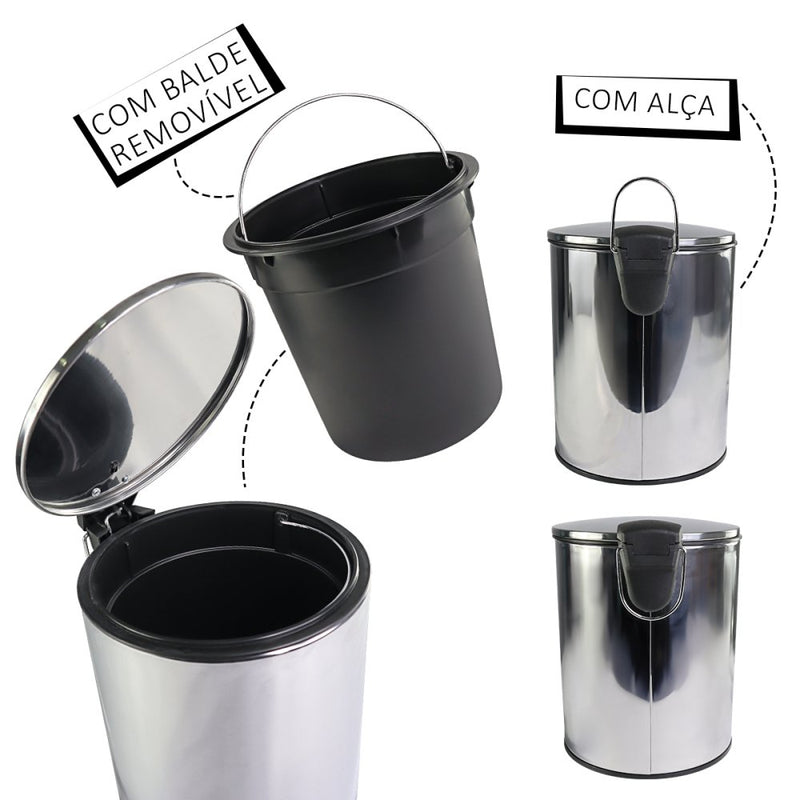 Lixeira de Inox com Pedal Veron 5 Litros