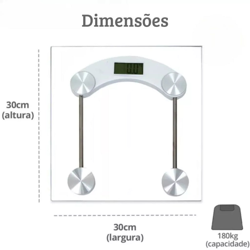 Balança Digital Eletrônica Vidro 180kg Academia Banheiro