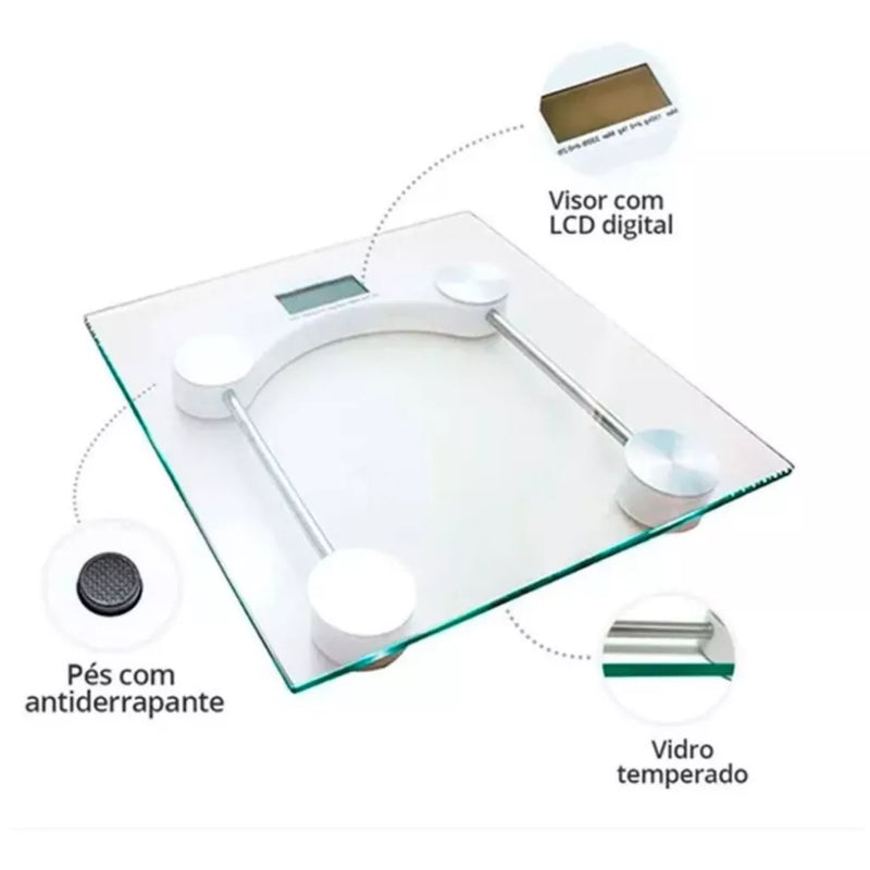 Balança Digital Eletrônica Vidro 180kg Academia Banheiro