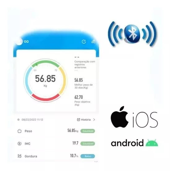 Balança Digital Corporal Bioimpedancia Aplicativo Bluetooth