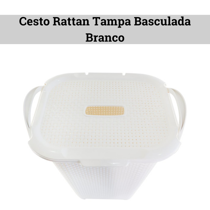 Cesto Rattan Tampa Basculada Branco