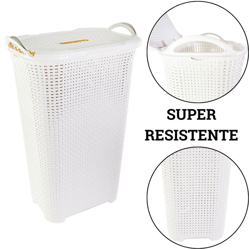 Cesto Rattan Tampa Basculada Branco