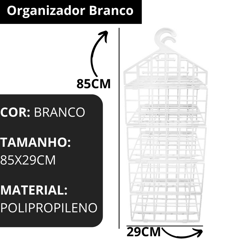 Organizador Suspenso Dobrável de 5 Níveis - Branco