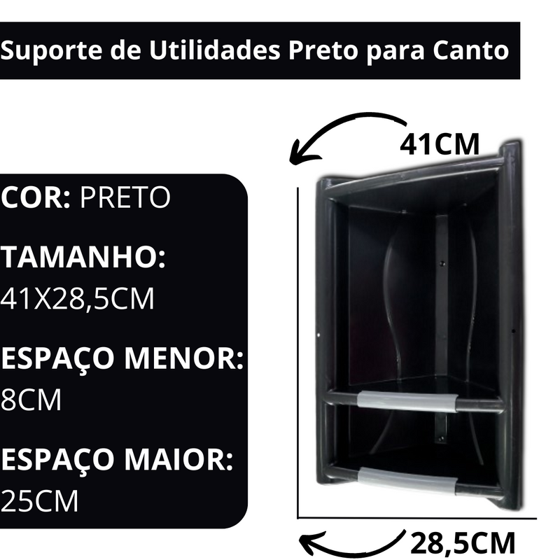 Suporte de Utilidades Preto para Canto