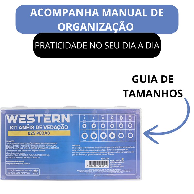 225 Peças Anel De Vedação Borracha Estojo Diversos