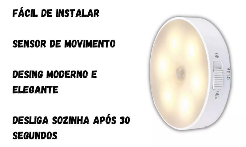 Luminárias Led S/ Fio Com Sensor Presença Usb Recarregáveis