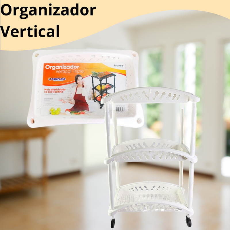 Organizador Vertical Triplo Fruteira Branco 3 Andares