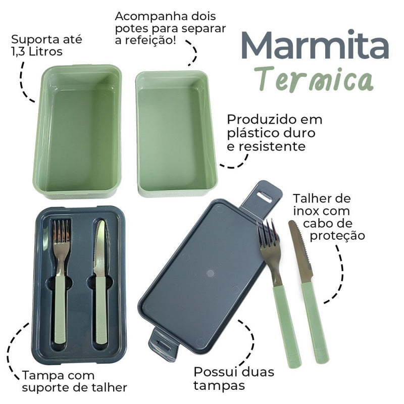 Organizador Marmita Fit Califórnia Unitermi 1,3 Litros - Verde