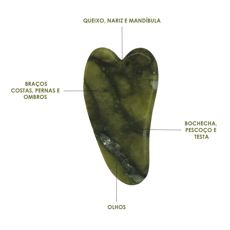 Massageador Facial Pedra de Jade 2 em 1 com Pedra Gua Sha