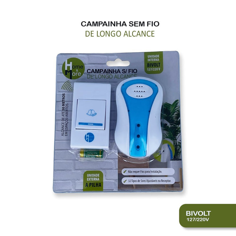 Campainha Residencial Wireless Sem Fio Resistente Água Wifi