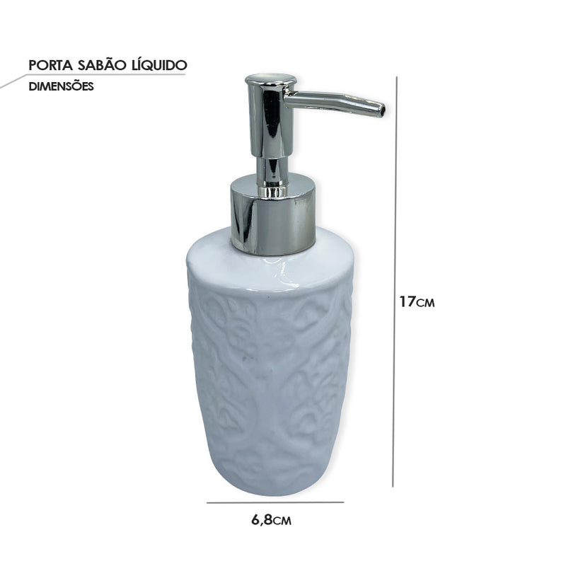 Kit Banheiro Porcelana 3 Peças Lavabo Porta Sabonetes e Escovas