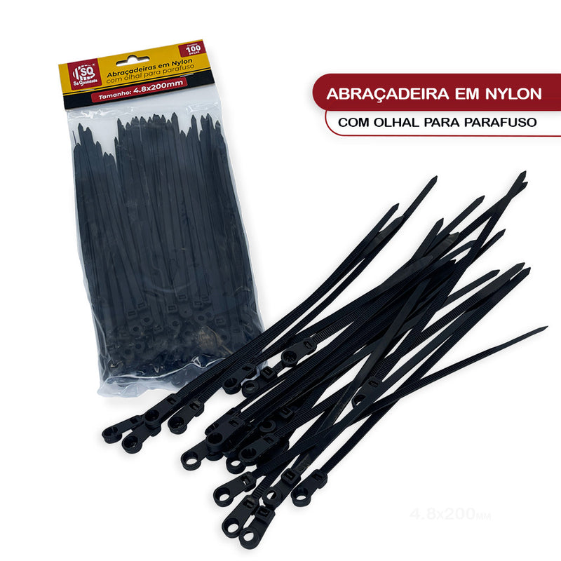 Cinta Plástica Fita Braçadeira Nylon Enforca Gato 3,8x20cm 100 Unidades