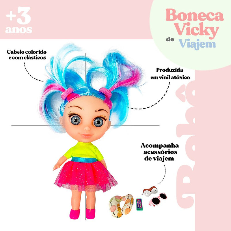 Boneca Vicky Viagem Com Acessórios